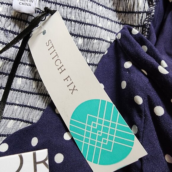 41 Hawthorn Dress Womens Size XS Blue Polka Dot Beatriz Scallop Stitch Fix NWT - Picture 5 of 7